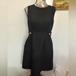 Shoshanna Sleeveless Quilted Dress in Black with Pink Lining - Size 12